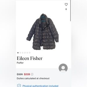Eileen Fisher Puffer jacket 2X